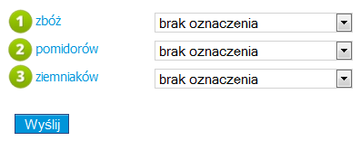 3.2.2.5. Zbiory na polach 1. Zbóż w tym miejscu należy określić, czy zaobserwowano zbiory zbóż na polach, wybierając wartość z wysuwanej listy.