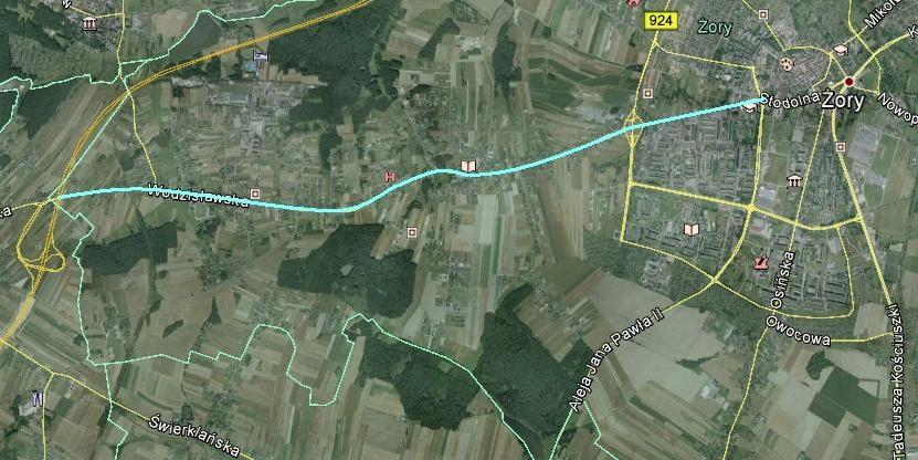 Rys. 1. Orientacyjna lokalizacja odcinka drogi krajowej nr 81 w m.