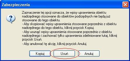 Następnie wchodzimy w zakładkę zaawansowane i odhaczamy opcję Dziedzicz po obiekcie.