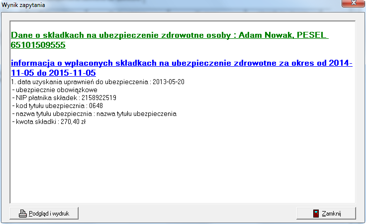 Jeżeli nie upłynął wymagany czasookres oczekiwania na odpowiedź program, podczas próby pobrania odpowiedzi, poinformuje o tym użytkownika stosownym komunikatem: Po wybraniu ikony Pobierz odpowiedź