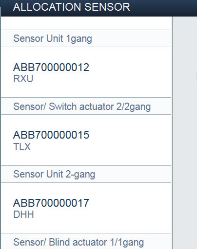 ABB-free@home Uruchomienie Identyfikacja według numeru seryjnego L Sensor Unit 1gang RXU ABB700000012 Sensor Unit flushm. R A Rys.