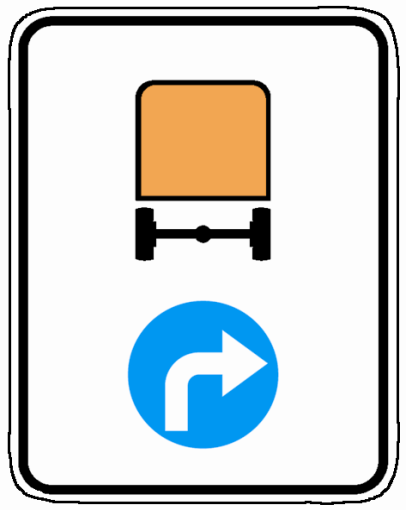 16 Znak C-17 nakazany kierunek jazdy dla pojazdów z towarami niebezpiecznymi (rys. 4.2.20.