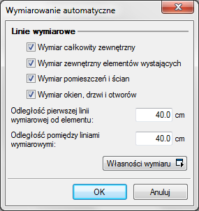 Narzędzia projektu Automatyczne wymiarowanie rysunku Drugim wymiarowaniem obiektowym jest opcja Wymiaruj cały rysunek.