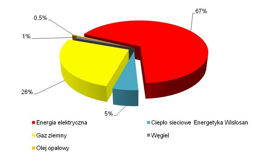 Jak wynika z powyższego, w podsektorze usług i wytwórczości, w strukturze zużycia znaczny udział występuje w przypadku gazu ziemnego (37%) i energii elektrycznej (24%). Wykres 7-13.