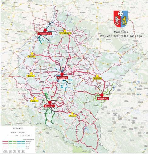 Mapa 15 Korytarze transportowe w komunikacji autobusowej Źródło: Plan transportowy województwa podkarpackiego oraz www.archiwum.podkarpackie.pl Ścieżki rowerowe Na terenie gminy istnieją trzy trasy rowerowe.