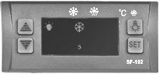 Elementy obsługi, funkcje przycisków, wskaźniki Przełącznik WŁ/WYŁ i cyfrowy regulator temperatury znajdują się za uchylną osłoną znajdującą się na dole z przodu urządzenia.