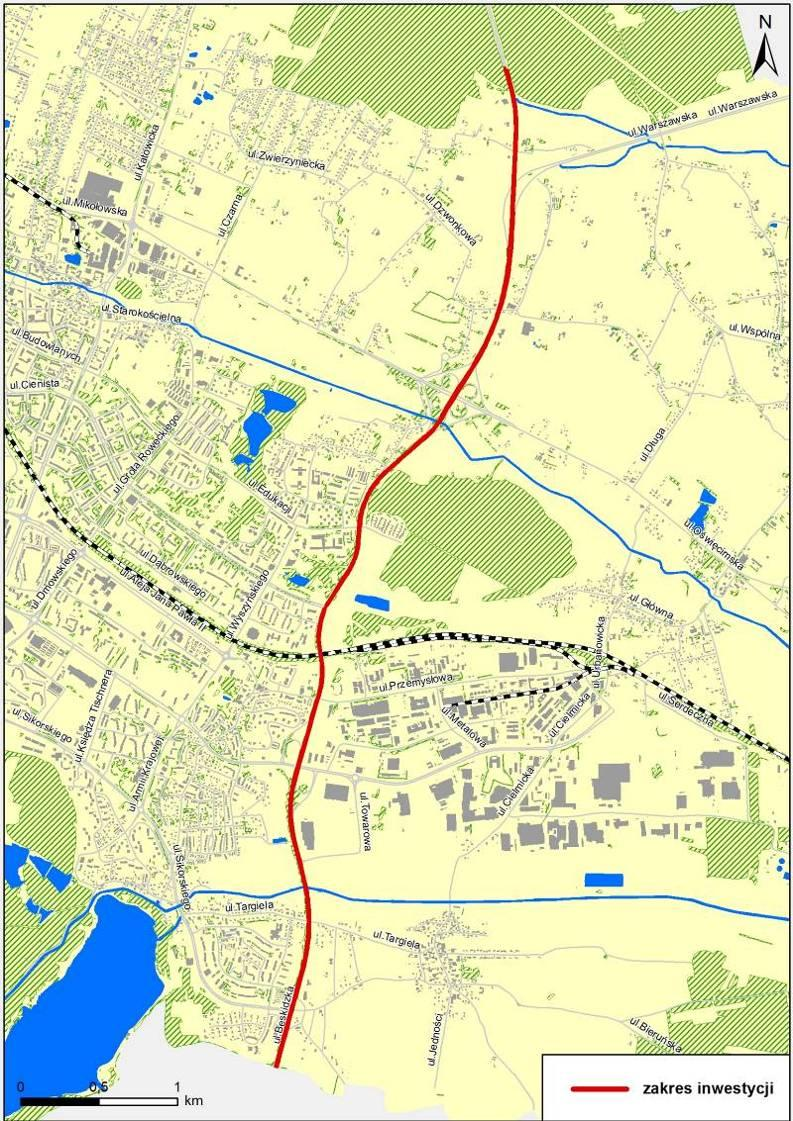 Rys. 4.9. Zakres przebudowy drogi krajowej nr 1 i nr 86 Gdańsk - Cieszyn [40] Rysunki przedstawiające redukcję poziomu hałasu dla każdego z odcinków ulic wymienionych poniżej w tabl. 4.2 przedstawiono w załączniku Z1 do niniejszego opracowania.