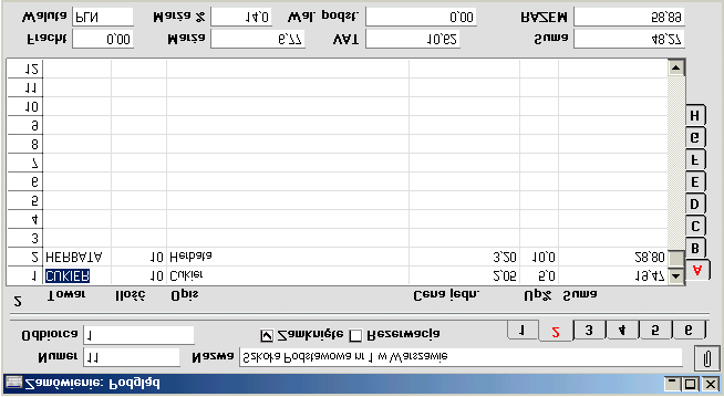 Zakładka 2 Na drugiej zakładce znajduje się rozwinięcie tabeli z zakładki pierwszej (lista towarów zamówionych). Są one widoczne w tabeli podzielonej na 8 zakładek oznaczonych literami A-H.