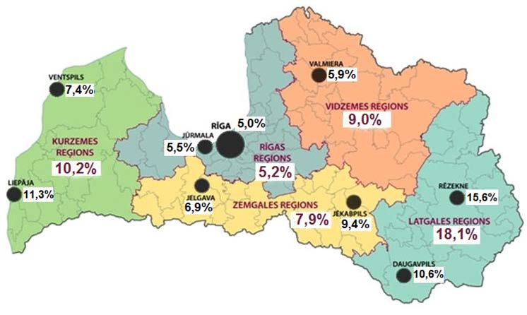 Strona 159 В период с начала 2000 года до начала 2014 года численность населения самоуправлений Латгальского региона снизилась почти на 100 тысяч жителей, или 25,8%, что в 1,6 раза быстрее, чем по