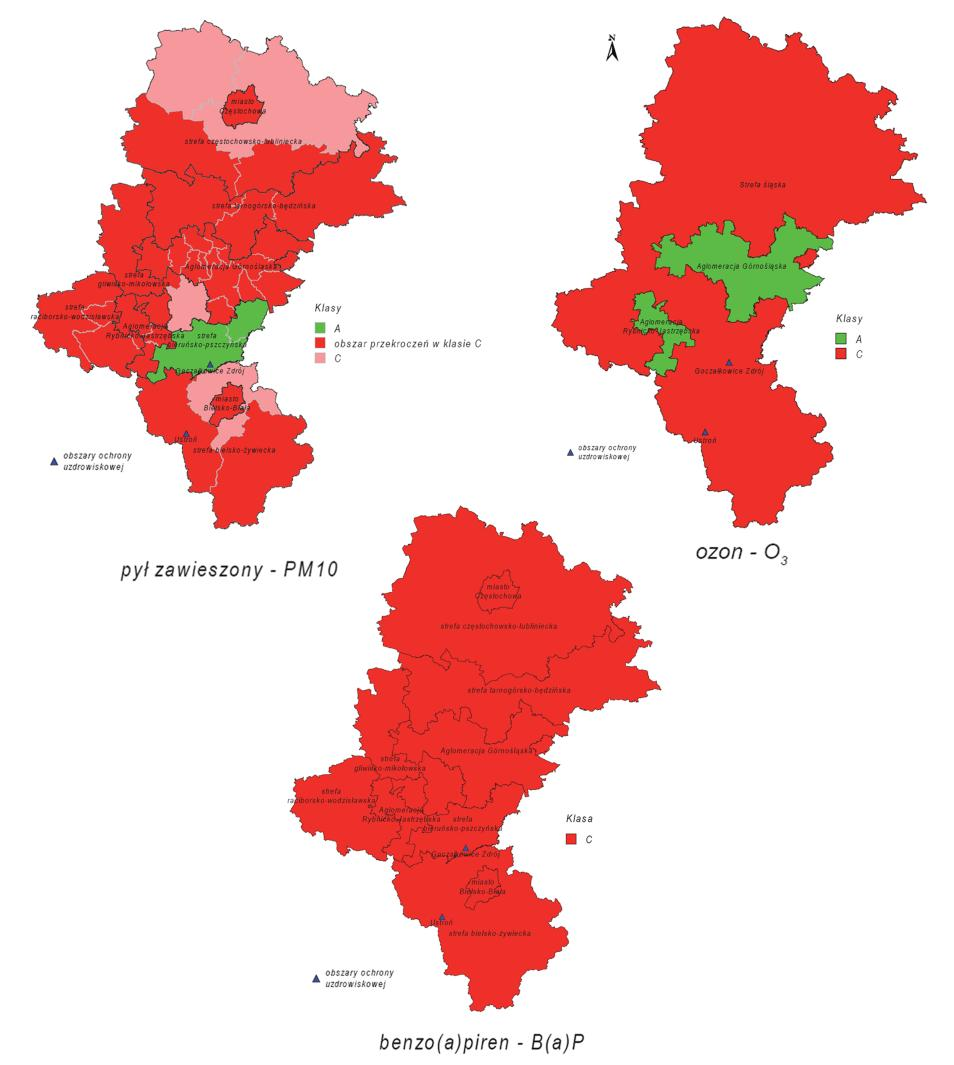 odrębnie dla każdej substancji z podziałem na klasy A, B, C.