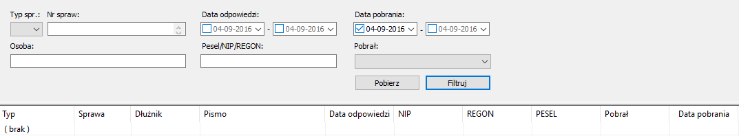 umożliwiające precyzyjne wyszukanie już pobranych odpowiedzi. RYSUNEK 40.