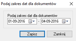 Wyświetli się okno z wyborem zakresu dat (Rysunek 44), dla których mają zostać pobrane odpowiedzi, tu ważna informacja - przedział czasowy nie może