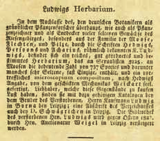 Carl August Ludwig. Przyczynek do biografii badacza brioflory Karkonoszy i Gór Izerskich... 243 go suplementu, którą w roku 1816 zamieszczono w Leipziger Literatur Zeitung.