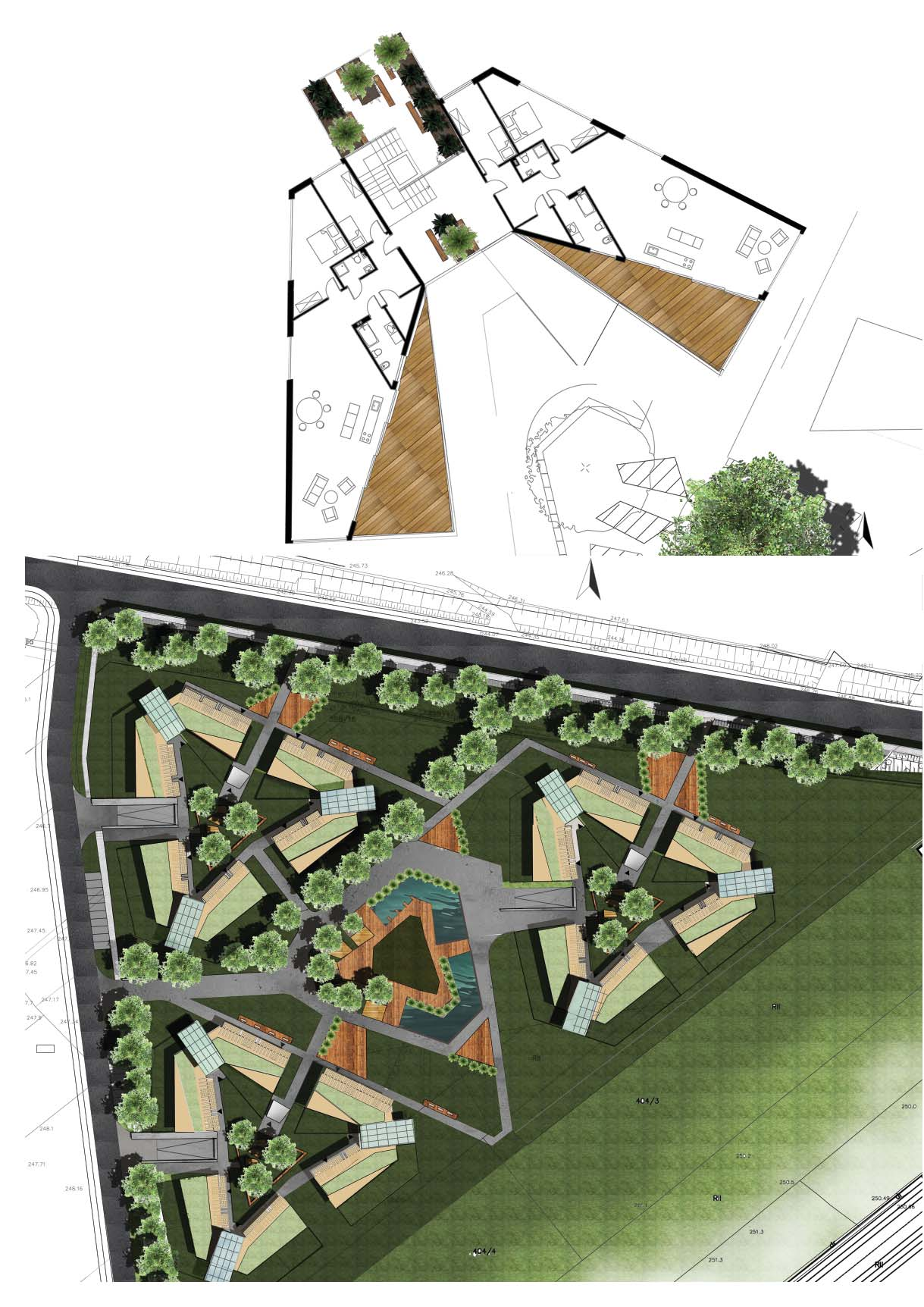 ZESPÓŁ MIESZKANIOWY KRAKÓW-ZESŁAWICE RESIDENTIAL COMPLEX CRACOW-ZESŁAWICE VERONIKA MOSKVITA Ideą projektu było silne związanie zabudowy mieszkaniowej z otaczającą ją przyrodą.