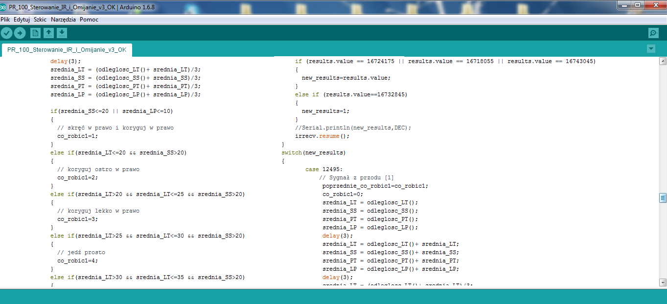 Robot sklepowy - wyniki Oprogramowanie C/C++ Zastosowano wielokrotne warunki if oraz switch case oraz