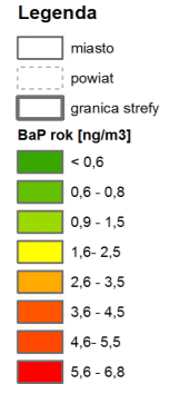 Wyniki modelowania zanieczyszczenia powietrza benzo(a)pirenem wykazały występowanie na terenie powiatu rzeszowskiego obszarów przekroczeń obowiązującego dla benzo(a)pirenu poziomu docelowego.