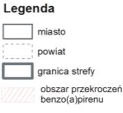 na podstawie modelowania Rys. 3.13. Rozkład stężeń średniorocznych benzo(a)pirenu w pyle PM10 na terenie powiatu rzeszowskiego w 2014 