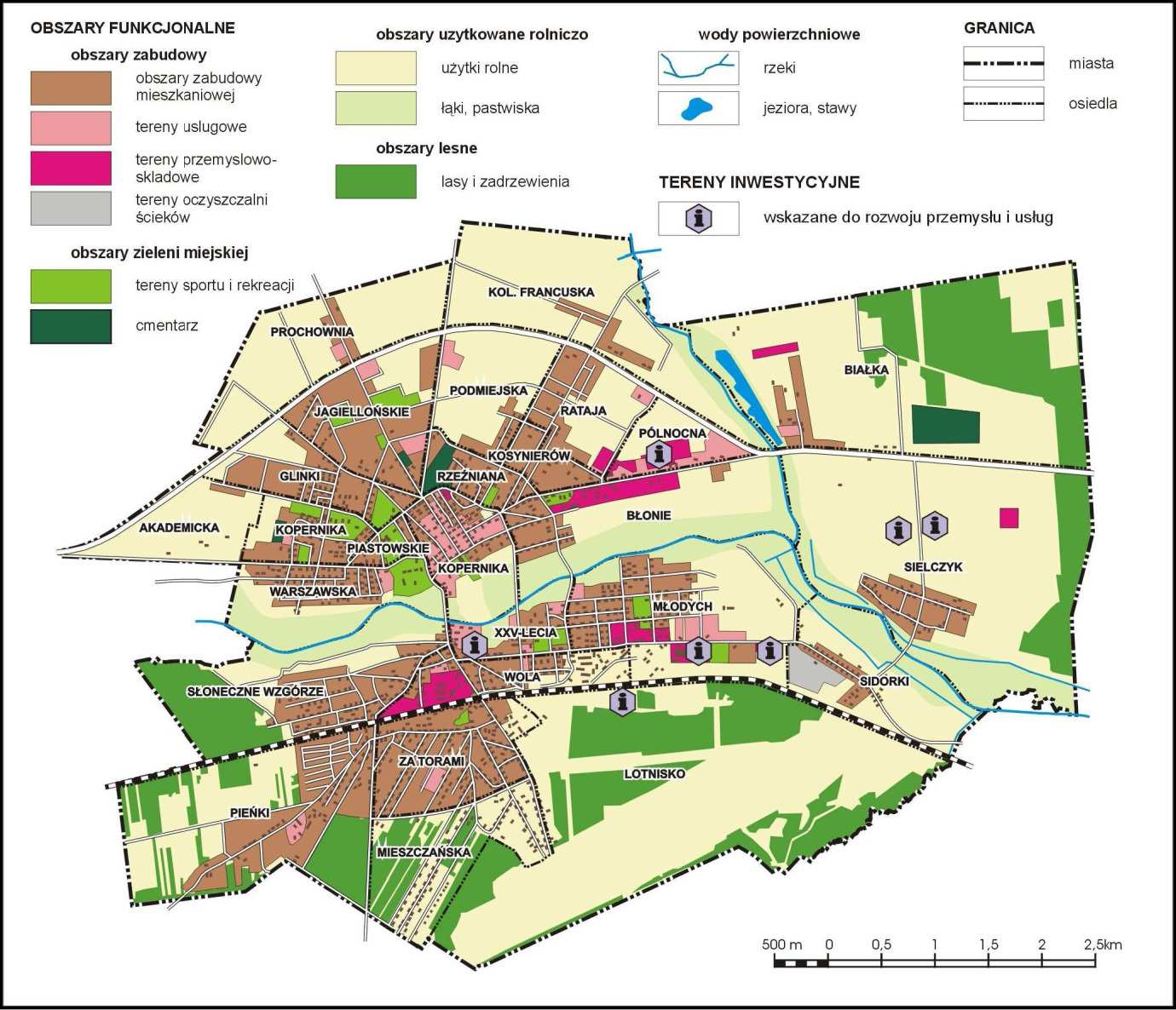 Rys. nr 11 Obszary funkcjonalne Źródło: Zintegrowany Plan Rozwoju Transportu Publicznego w mieście Biała Podlaska na lata 2008-2015 Prawie wszystkie budynki wyposażone są w instalację