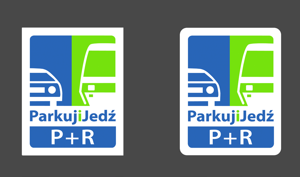 Znak podstawowy - Ciemne tło Logo Parkuj i Jedź nie powinno być używane na żadnym innym podlewie niż biały.