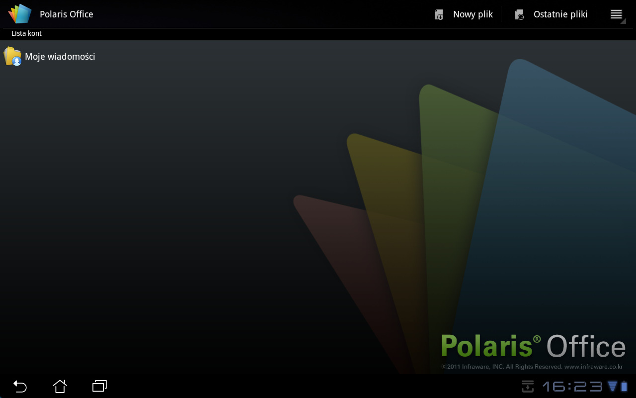 Naciśnij menu Apps (Aplikacje) w górnym prawym narożniku ekranu. 2. Naciśnij Polaris Office. 3.