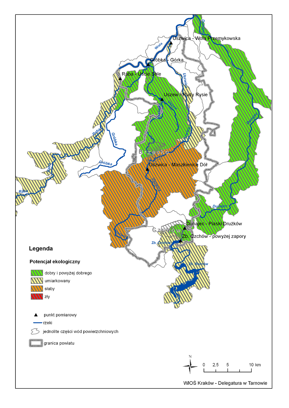 Mapa. Ocena potencjału ekologicznego