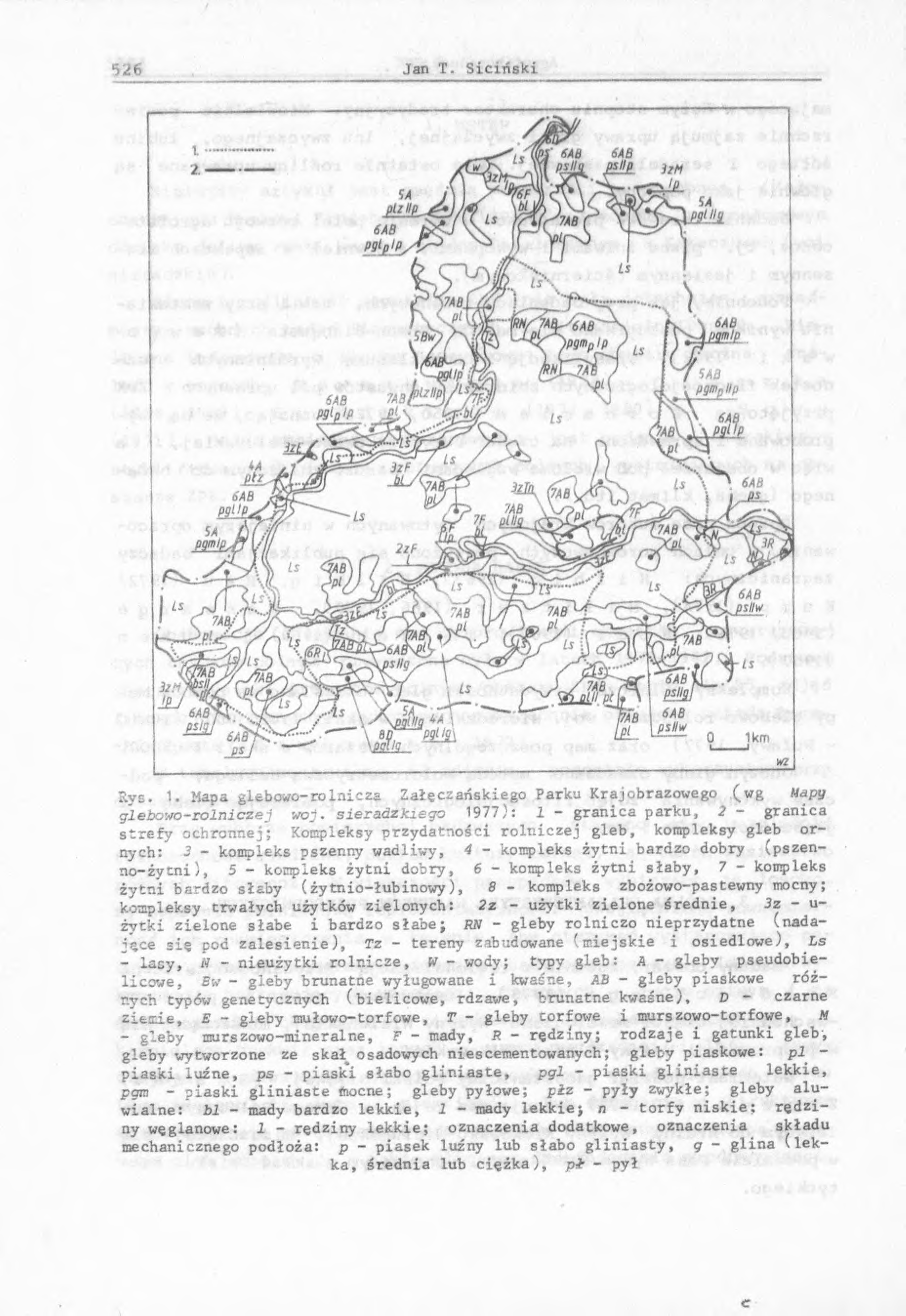 Rys. 1. Mapa glebowo-rolnicza Załęczańskiego Parku Krajobrazowego (wg Mapy glebowo-rolniczej woj.