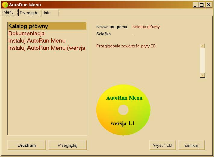 2. ARMList podstawowa forma menu ARMList to najbardziej rozbudowana wersja menu. Jako jedyne wyświetla opis pozycji menu oraz pokazuje logo graficzne. Uwaga!