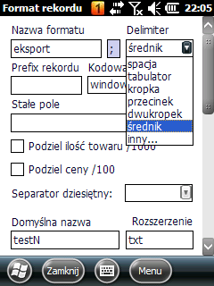 3.4.2 Definiowanie formatu eksportu W podobny sposób definiujemy format eksportu zgodny ze