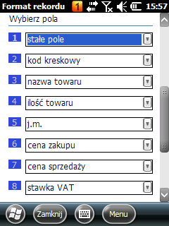 aplikacji fakturowo - magazynowej lub inwentaryzacyjnej w której zostaną zapisane dane