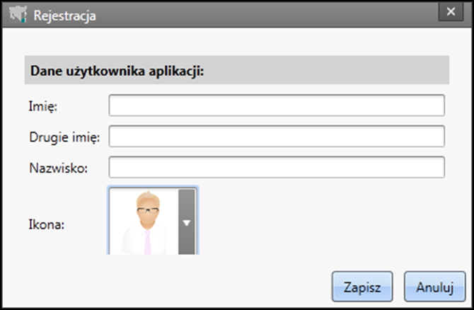 Może je utworzyć korzystając z przycisku Dodaj nowego użytkownika, dostępnego w widoku logowania. Do utworzenia nowego konta wystarczy podać imię i nazwisko użytkownika.