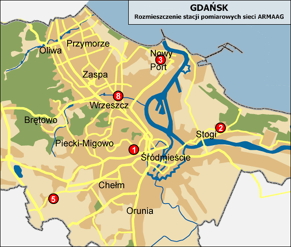 Wyniki pomiarów ze stacji lokalnych przekazywane są przy pomocy łącza modemowego do stacji centralnej on-line.