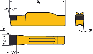 PARTNG AND GROOVNG CoroCut 1- and 2-edge CoroCut 1-ostrzowy Do toczenia rowków w materiałach hartowanych Mały posuw Kryteria doboru,, cale l a l a cal r ε r ε 1) cal α f a r iw gniazda 2)