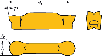 PARTNG AND GROOVNG CoroCut 1- and 2-edge CoroCut 1- i 2-ostrzowy Profilowanie Mały posuw Średni posuw Zastosowanie wg obszarów SO - patrz na dole poniższej tabeli. Tolerancje, (cale): -RM l a = +0.