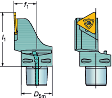 PARTNG AND GROOVNG CoroCut 3 External machining CoroCut 3 Obróbka zewnętrzna CoroCut 3 Oprawki Coromant Capto do płytkiego przecinania, toczenia rowków i profilowania Mocowanie śrubą Wlot chłodziwa: