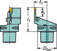 PARTNG AND GROOVNG T-Max Q-Cut T-Max Q-Cut Obróbka zewnętrzna T-Max Q-Cut Oprawki Coromant Capto Mocowanie śrubą 151.2 Wlot chłodziwa: promieniowy przez stożek Cx-R/LF151.
