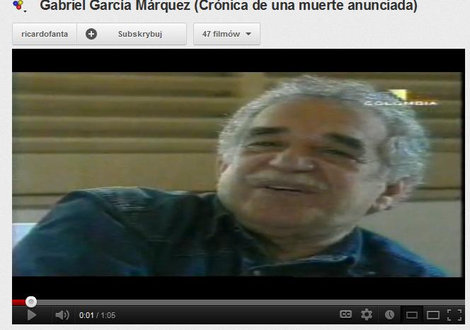 Strona5 2. En el siguiente video, el mismo Gabriel García Márquez nos habla de su novela Crónica de una muerte anunciada.