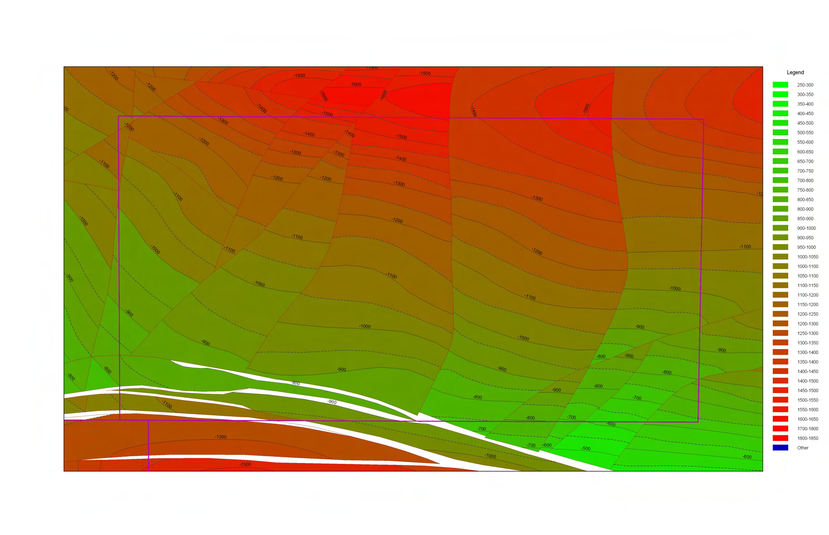 Pawłowice Mizerów area structural map of the base of