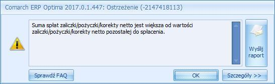 Lista wszystkich niespłaconych zaliczek brutto/netto związanych z danym pracownikiem dostępna jest na górnej belce z poziomu formularza danych kadrowych pracownika jak i z poziomu formularza wypłaty