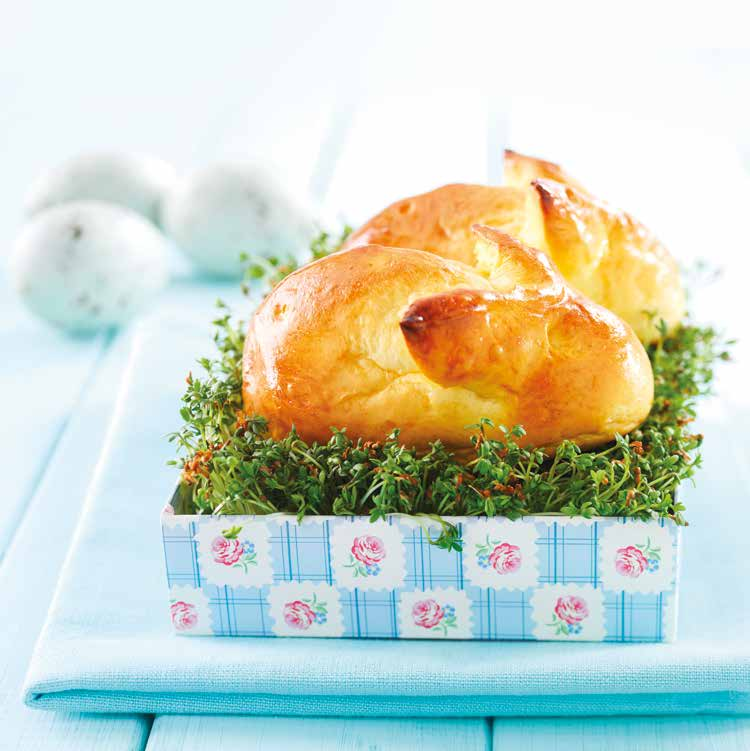 Zajączki maślane Ciasto: 2,5 kg Ciasto Drożdżowe Maślane 7,5 kg mąka pszenna typ 550 0,6 kg drożdże 4,6 kg woda Mieszać wszystkie składniki 4 minuty na