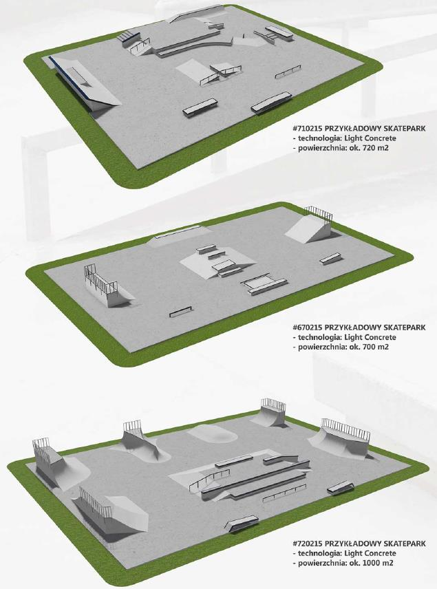 SKATEPARK Przy projektowaniu trzeba zwrócić uwagę na kilka rzeczy i ustalić, np. : Kto będzie jeździł: deskorolkarze, rolkarze, rowerzyści czy wszyscy?