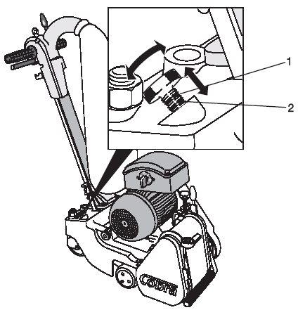 7.6 Regulacja nacisku szlifowania Przy pomocy śruby regulacji nacisku możliwe jest ustawienie pożądanego nacisku szlifowania.