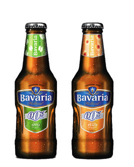 0,0 % Bavaria Apple & Peach 0,0% Piwo bezowe dolnej fermentacji ze słodu pszenicznego o smaku mocno jabłkowym oraz