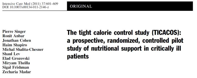 Wsparcie żywieniowe krytycznie chorych kontrolowane przy pomocy