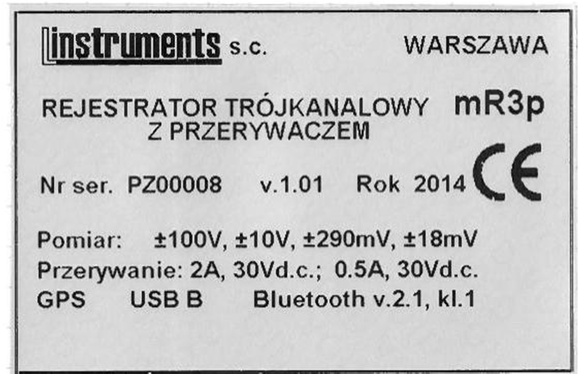 miejsce kanału pomiarowego K1 występującego w mr4. Gdy mowa o cechach wspólnych dla obu, wymieniane są łącznie jako mr4/mr3p. Numer seryjny przyrządu składa się z liter oraz z cyfr.