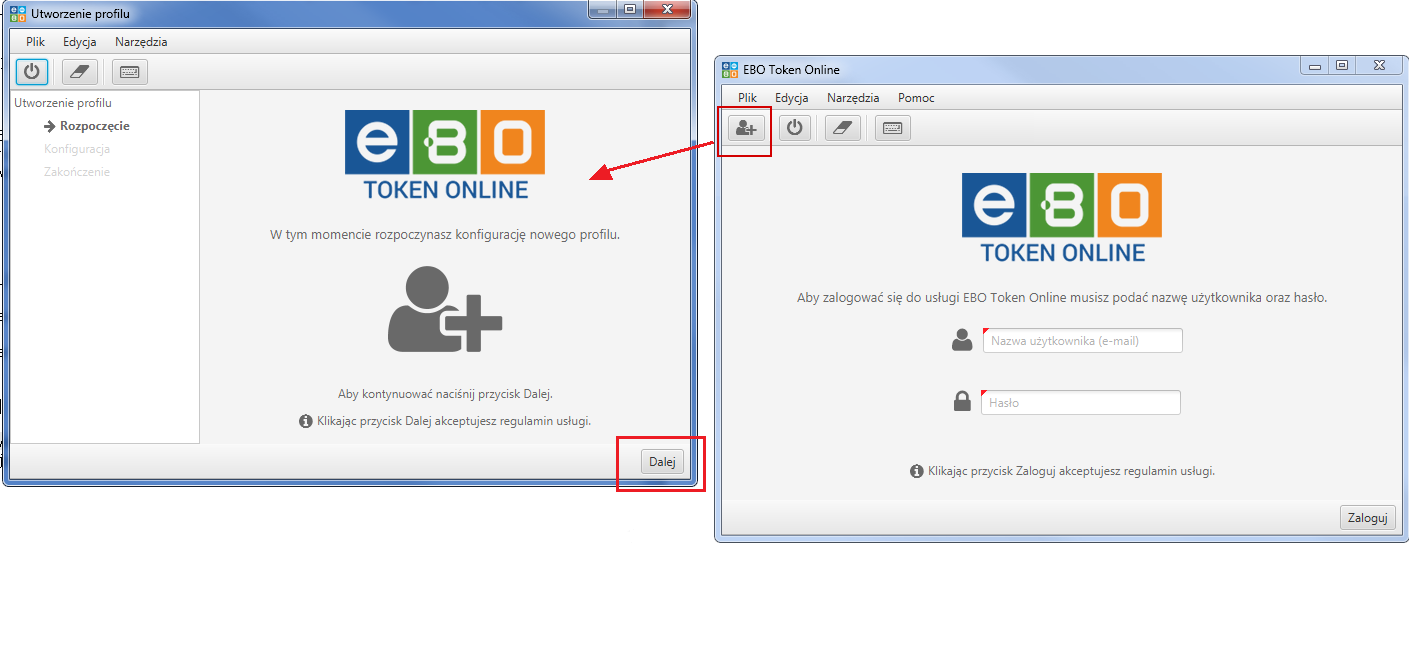 3 Tworzenie profilu Pierwszym krokiem do korzystania z aplikacji EBO Token Online, jest utworzenie profilu.