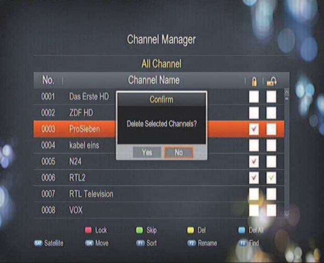 4.1.6 Rename (1) Select a channel to delete using