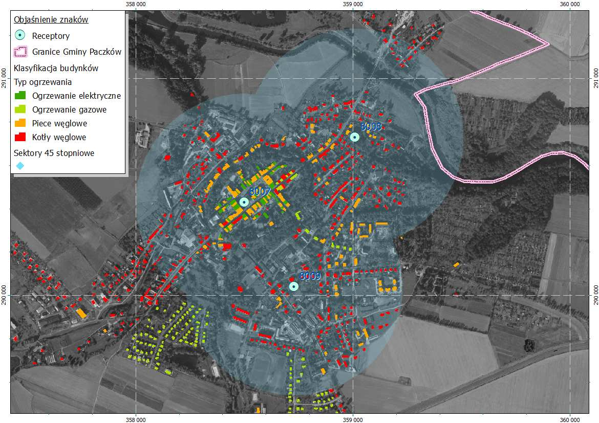 Analiza wyników modelowania i wybór obszarów wymagających działań naprawczych W NW N 500 400 300 200