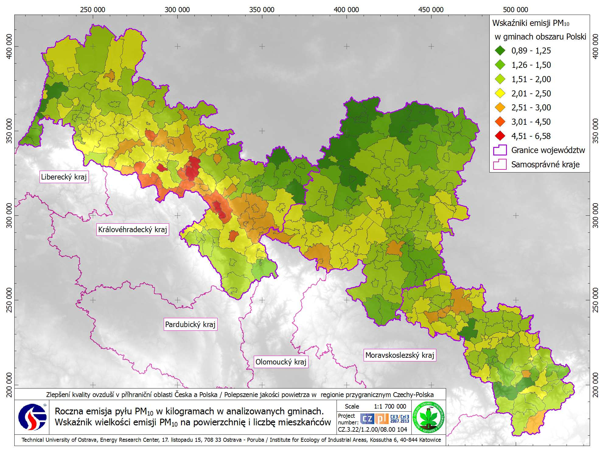 NaraŜenie na emisję pyłu w gminie Paczków Rok 2006 Emisja PM10 [Mg/rok] 147,3 Emisja PM2.