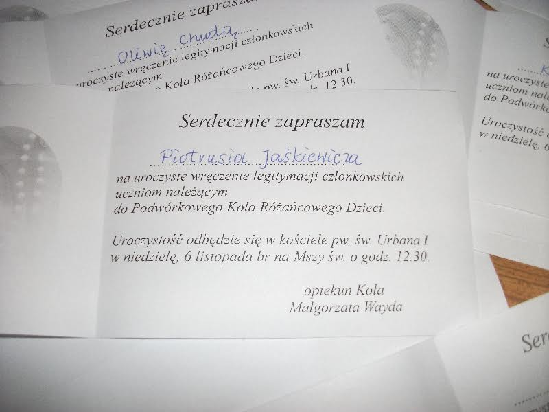 Urbana I w niedzielę, 6 listopada br na Mszy św. o godz. 12.