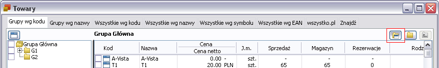 dla grupy wskazanej jako domyślna. Rysunek 47 Parametry wydruku Sprzedaż wg grup Dodatkowo wydruk reaguje na stan opcji: Pokaż elementy z podgrup, dostępnej na liście Towarów.